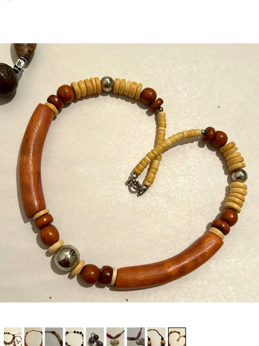 Vintage Tribal Necklace Lot Set 4 Necklaces Heishi Wood Natural Shark Tooth
